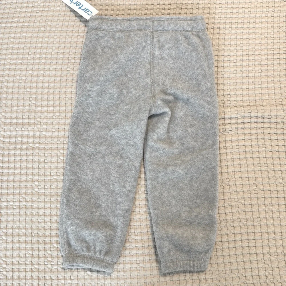 Carter’s Fleece Pull On Pants Light Gray Drawstring Waistband Toddler Bottoms